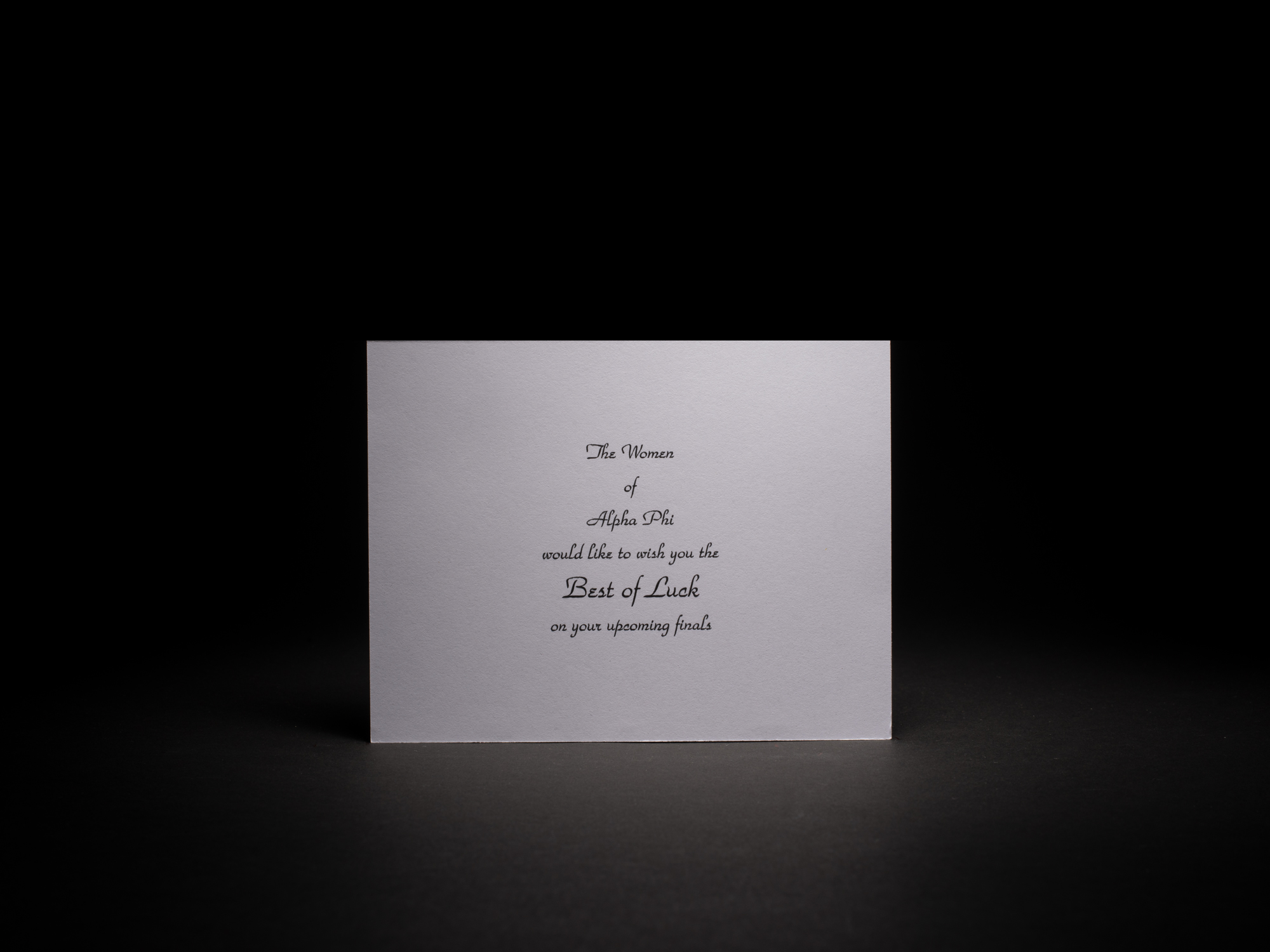 Engraved Best of Luck on Finals Notecards Alpha Phi