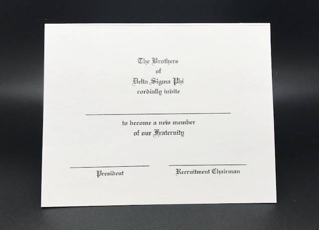 Engraved Bid Day Cards Delta Sigma Phi