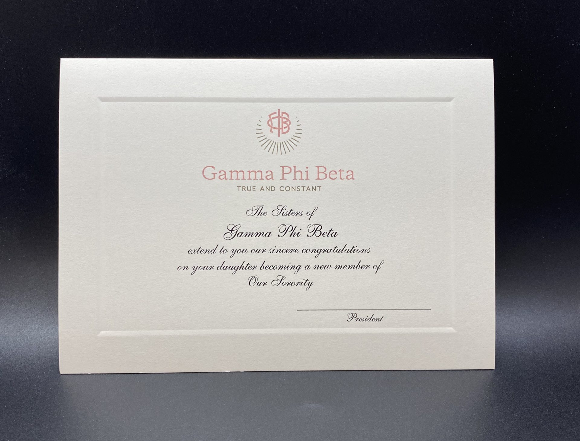 Official Parent Congratulations New Member Gamma Phi Beta