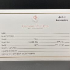 Rushee Information Cards Gamma Phi Beta