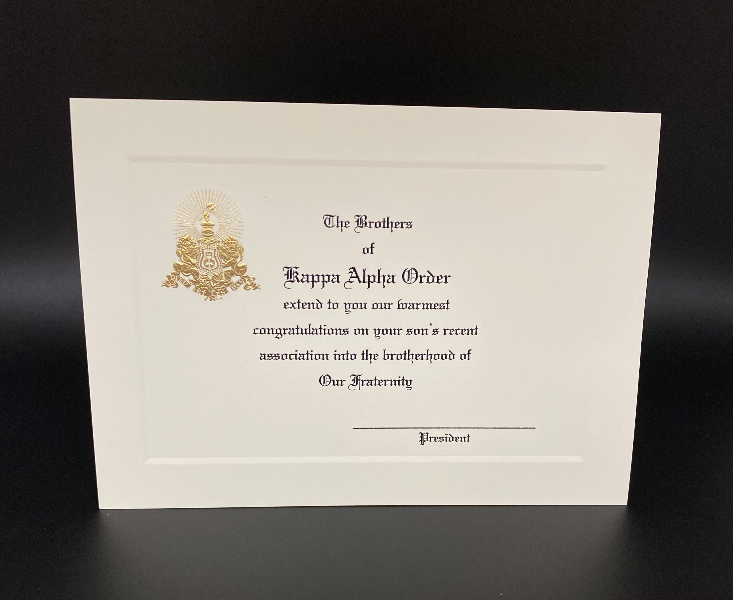 Engraved Parent Congratulations Association Kappa Alpha Order