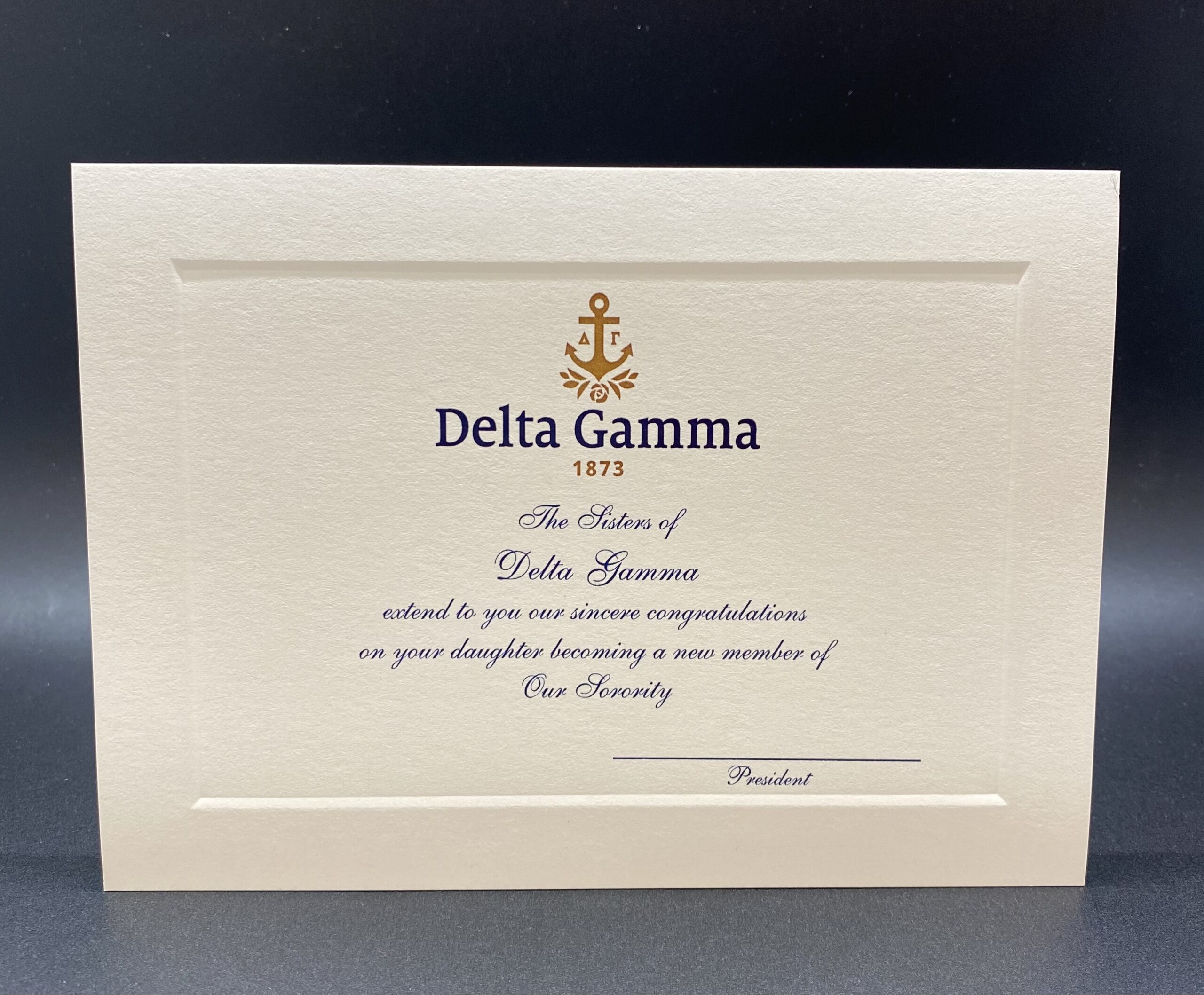Official Parent Congratulations New Member Delta Gamma