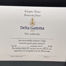 Academic Achievement Certificates Official Branding Delta Gamma