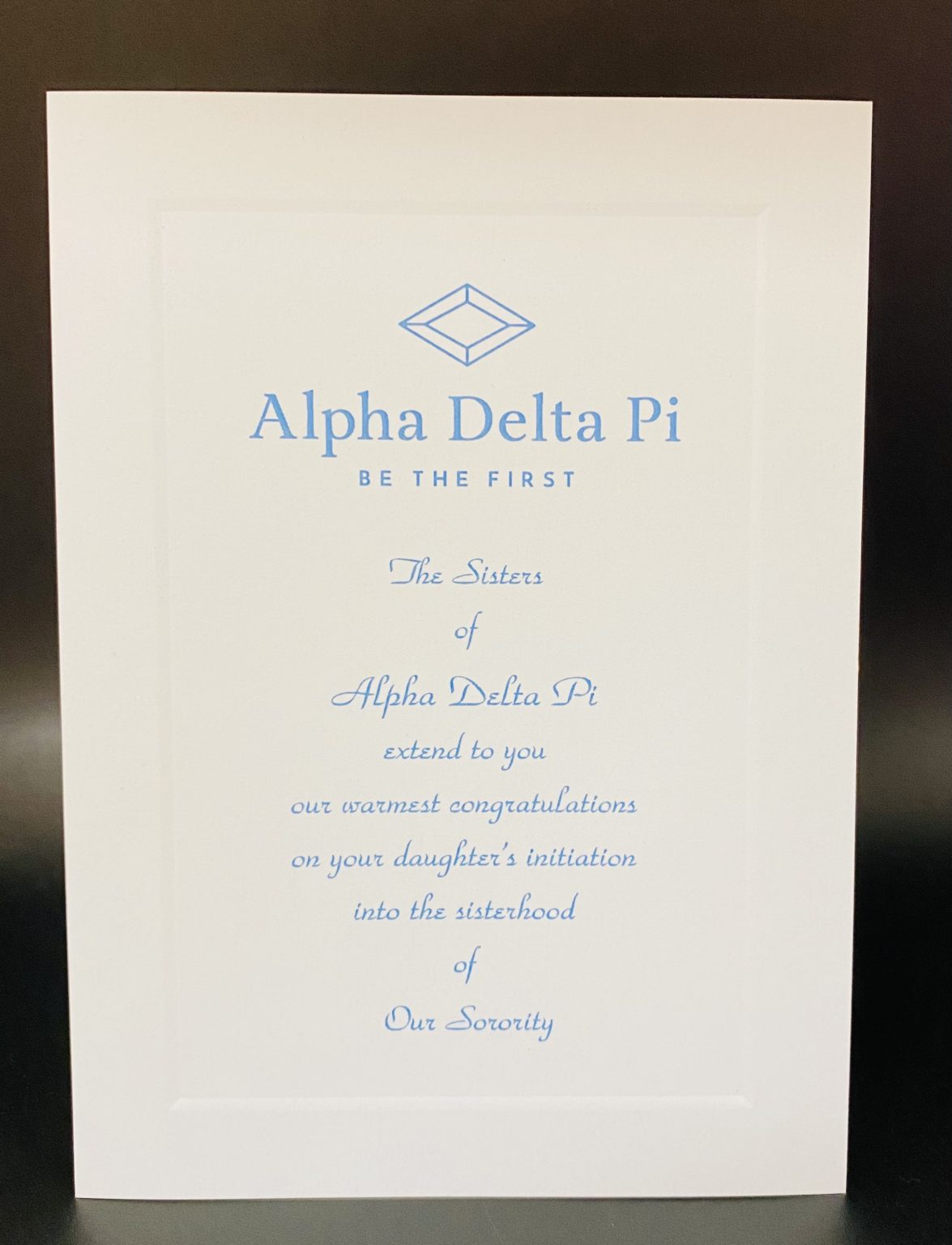 Official Parent Congratulations Initiation Alpha Delta Pi GreekStation