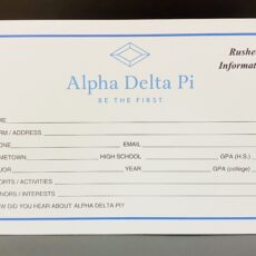 Rushee Information Cards Alpha Delta Pi