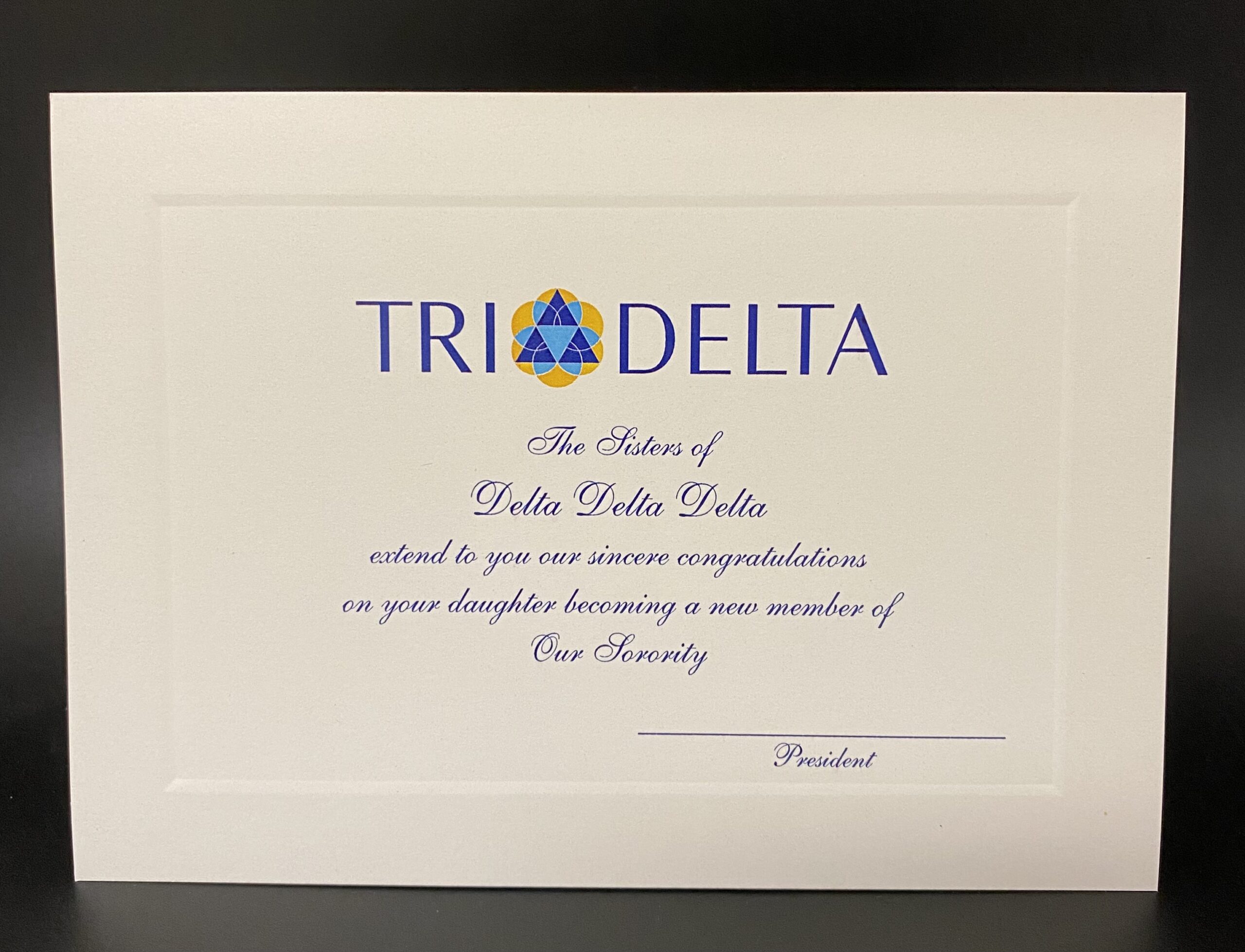 Official Parent Congratulations New Member Delta Delta Delta