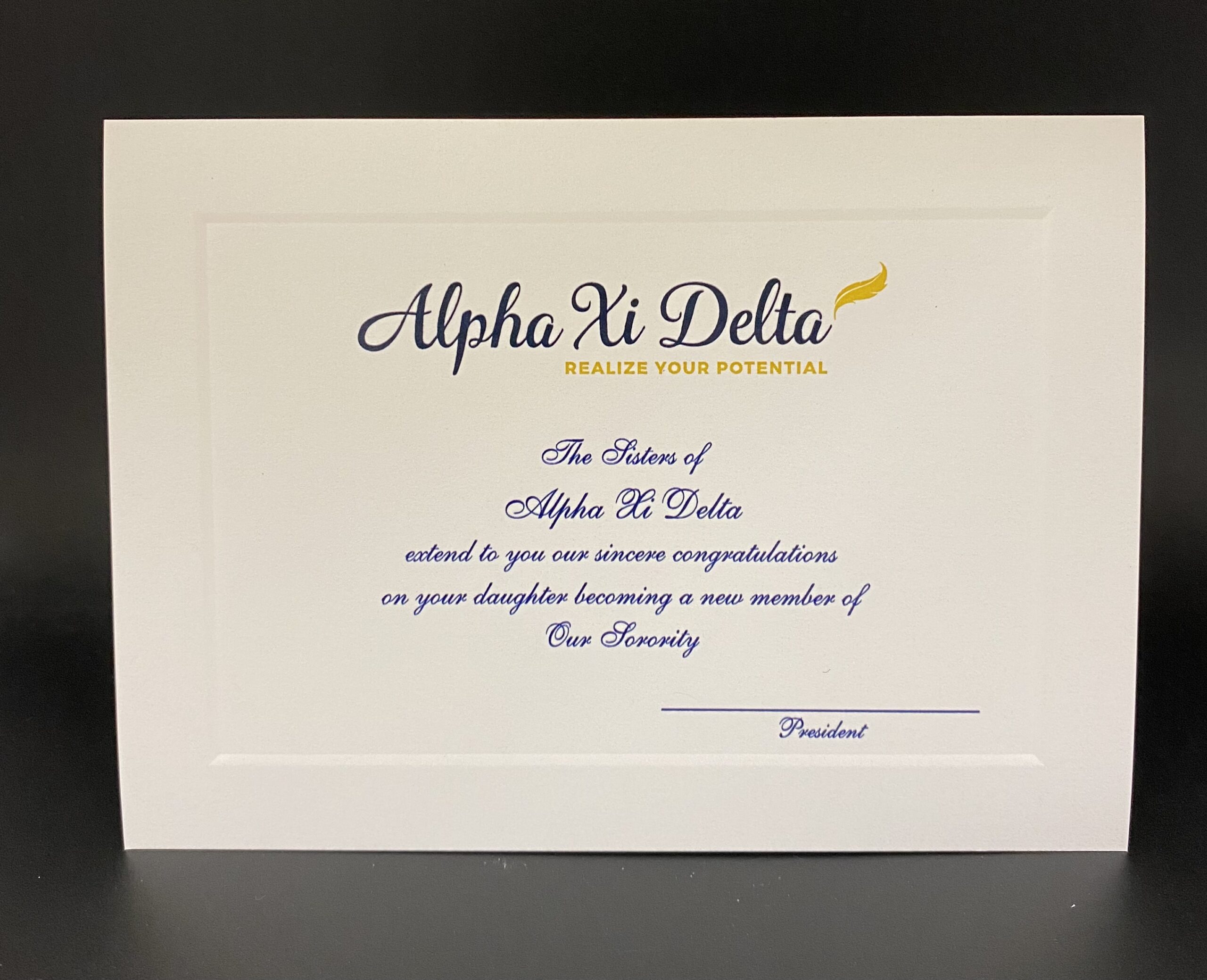 Official Parent Congratulations New Member Alpha Xi Delta