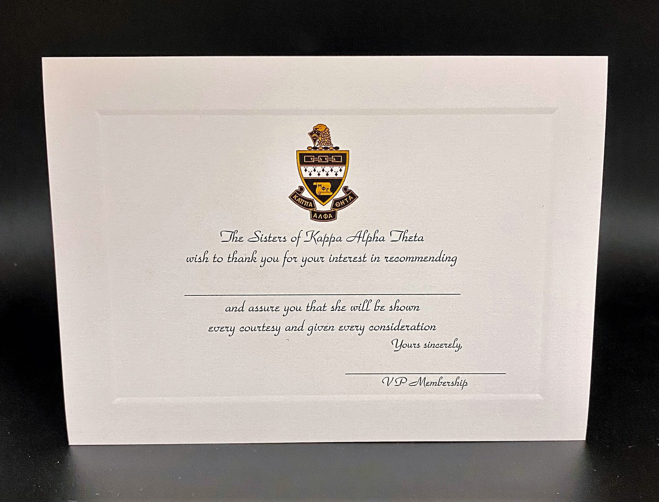 Recommendation Thank You Cards Kappa Alpha Theta