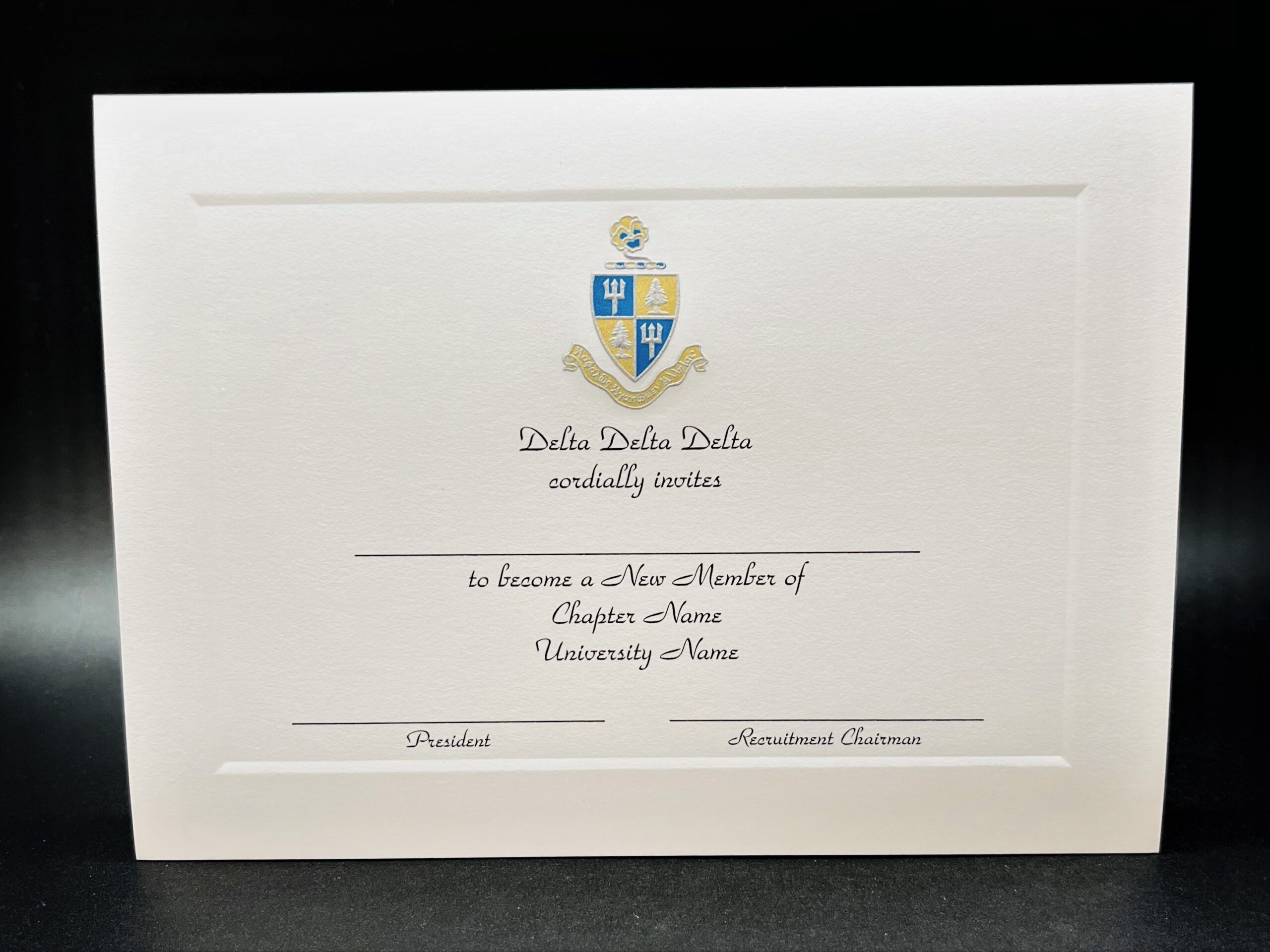 Engraved Bid Day Cards Delta Delta Delta