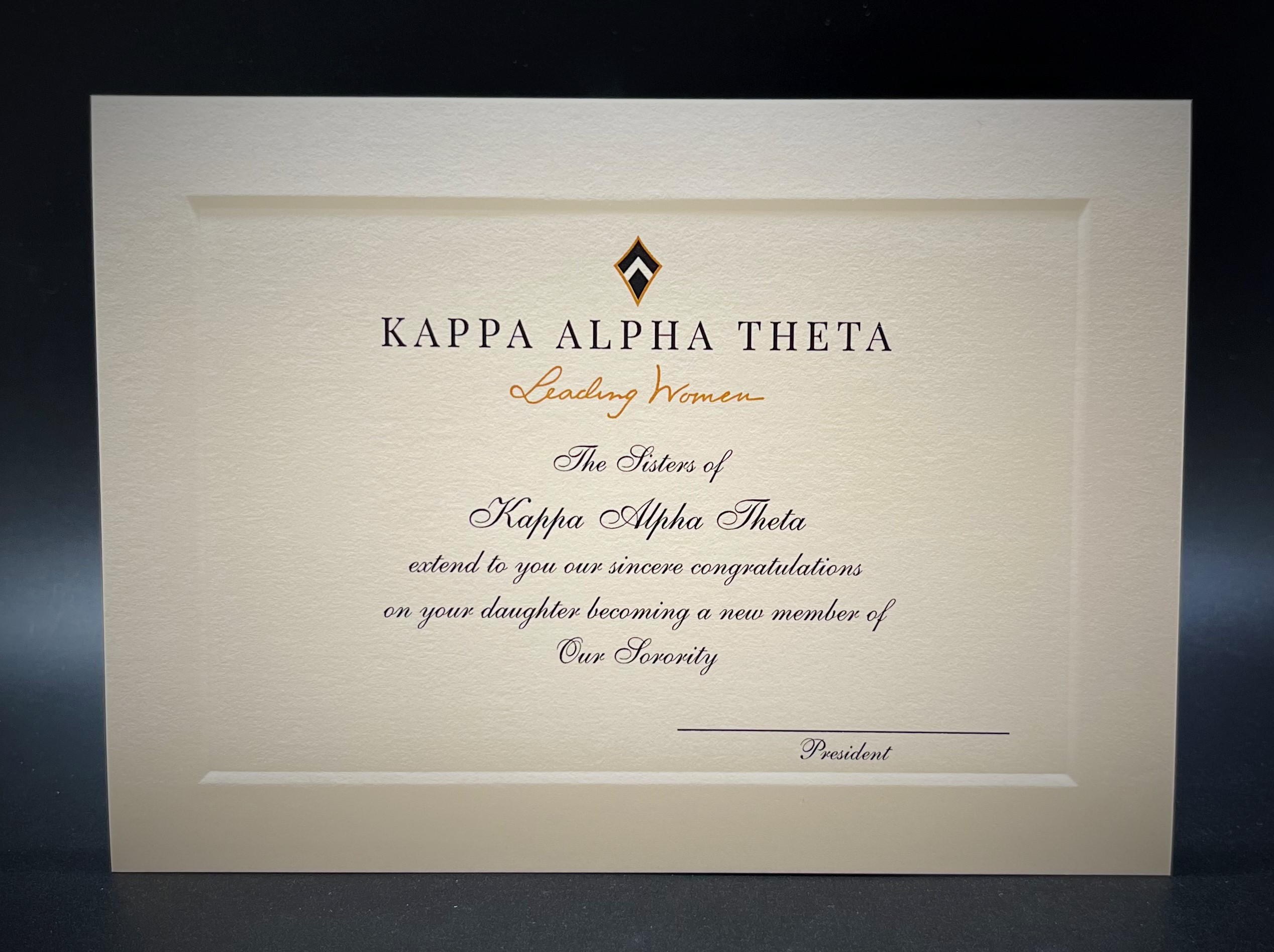 Official Parent Congratulations New Member Kappa Alpha Theta