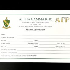 Rushee Information Cards Alpha Gamma Rho