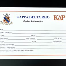 Rushee Information Cards Kappa Delta Rho