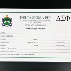 Rushee Information Cards Delta Sigma Phi