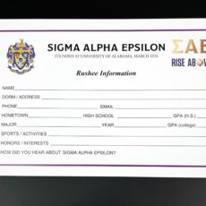 Rushee Information Cards Sigma Alpha Epsilon
