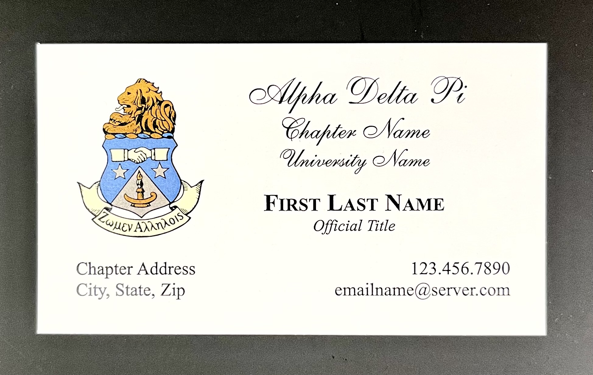 Business Cards Alpha Delta Pi