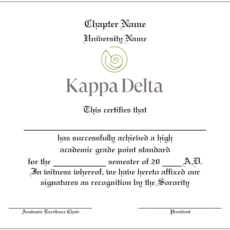 Academic Achievement Certificates Official Branding Kappa Delta