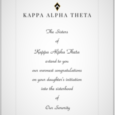 Official Parent Congratulation Initiation Kappa Alpha Theta