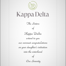 Official Parent Congratulation Initiation Kappa Delta