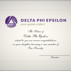 Official Parent Congratulations New Member Delta Phi Epsilon