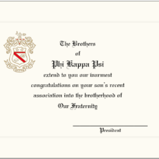 Engraved Parent Congratulations Association Phi Kappa Psi
