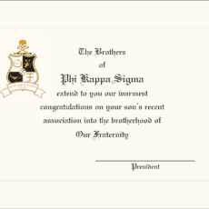 Engraved Parent Congratulations Association Phi Kappa Sigma