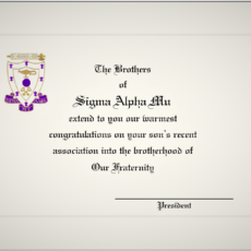 Engraved Parent Congratulations Association Sigma Alpha Mu