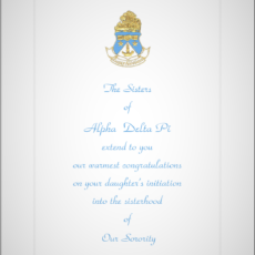 Engraved Parent Congratulations Initiation Alpha Delta Pi
