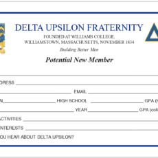 Potential New Member Information Cards Delta Upsilon