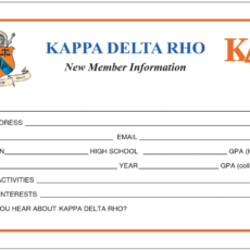 Potential New Member Information Cards Kappa Delta Rho