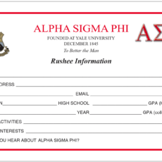 Rushee Information Cards Alpha Sigma Phi