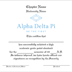 Academic Achievement Certificates Official Branding Alpha Delta Pi