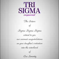 Official Parent Congratulation Initiation Sigma Sigma Sigma