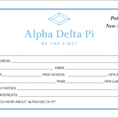 Potential New Member Information Cards Alpha Delta Pi