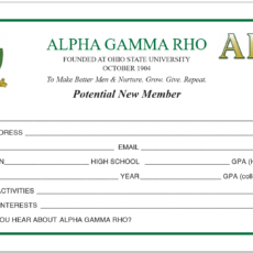 Potential New Member Information Cards Alpha Gamma Rho