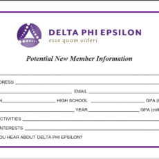 Potential New Member Information Cards Delta Phi Epsilon