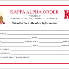 Potential New Member Information Cards Kappa Alpha Order