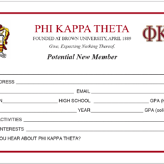 Potential New Member Information Cards Phi Kappa Theta