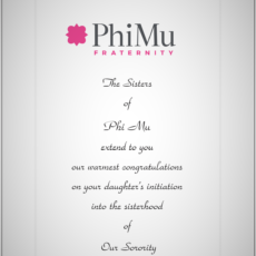 Official Parent Congratulation Initiation Phi Mu