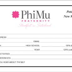 Potential New Member Information Cards Phi Mu