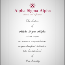 Official Parent Congratulation Initiation Alpha Sigma Alpha