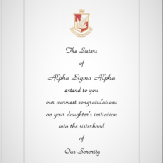 Parent Congratulations Initiation Alpha Sigma Alpha