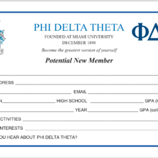 Potential New Member Information Cards Phi Delta Theta