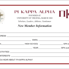 New Member Information Cards Pi Kappa Alpha