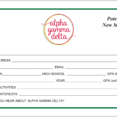 Potential New Member Information Cards Alpha Gamma Delta