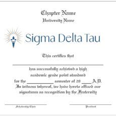 Academic Achievement Certificates Official Branding Sigma Delta Tau