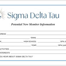 Potential New Member Information Cards Sigma Delta Tau