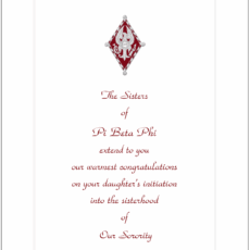 Engraved Parent Congratulations Initiation Pi Beta Phi