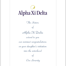 Official Parent Congratulation Initiation Alpha Xi Delta