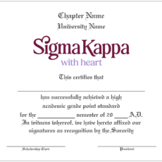 Academic Achievement Certificates Official Branding Sigma Kappa