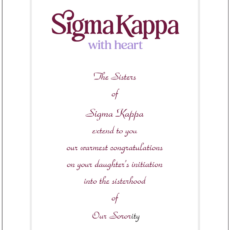 Official Parent Congratulation Initiation Sigma Kappa